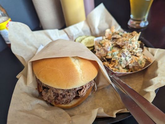 Photo of TT’s Old Iron Brewery - Spokane Valley, WA, US. Brisket sandwich.... Really good