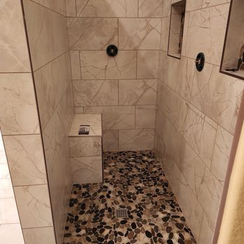 No Worries Tiling - New shower with wall, bench and niches - Tiling Near Me No Worries Tiling - New shower with wall, bench and niches - Tiling Near Me