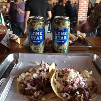 Bar America - Two 16oz Lone Star Lights ($1 each) and two brisket tacos ($3 order) for FIVE BUCKS!! Great HH special!! - Cocktail Bars Near Me - San Antonio, Texas Bar America - Two 16oz Lone Star Lights ($1 each) and two brisket tacos ($3 order) for FIVE BUCKS!! Great HH special!! - Cocktail Bars Near Me - San Antonio, Texas