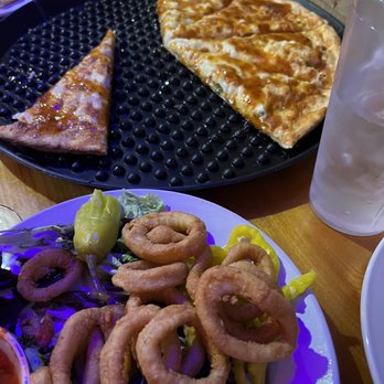 Fairground Pizza and Pub - Calamari and a Crab Rangoon Pizza - Pizza Near Me - Cornish, Maine