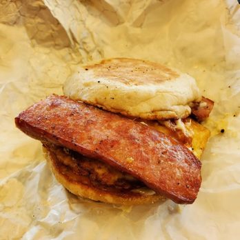 DJ's Market - Kielbasa breakfast sandwich - homemade kielbasa (2 split links), 2 fried eggs, cheese, English muffin - International Grocery Near Me - Boston, Massachusetts DJ's Market - Kielbasa breakfast sandwich - homemade kielbasa (2 split links), 2 fried eggs, cheese, English muffin - International Grocery Near Me - Boston, Massachusetts
