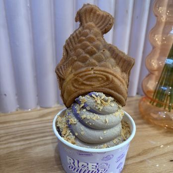 Rice Culture - Ube taiyaki on top of ube and cookies & cream swirl tolled with toasted coconut and crushed graham crackers - Desserts Near Me - Chantilly, Virginia Rice Culture - Ube taiyaki on top of ube and cookies & cream swirl tolled with toasted coconut and crushed graham crackers - Desserts Near Me - Chantilly, Virginia