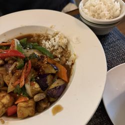 Thai Basil - Eggplant stir fry with tofu.