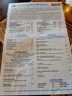 Menu photo 2 Hoak's Restaurant Hamburg, NY Menu photo 2 Hoak's Restaurant Hamburg, NY