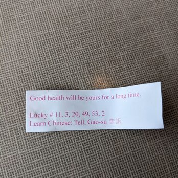 Chinatown Restaurant - a fortune fortune card with chinese text - Desserts Near Me - Coeur d'Alene, Idaho Chinatown Restaurant - a fortune fortune card with chinese text - Desserts Near Me - Coeur d'Alene, Idaho