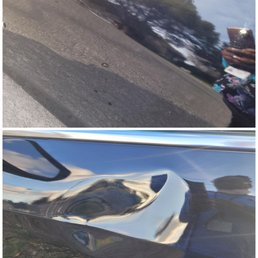 Before and after pic of front driverside door. Before and after pic of front driverside door.