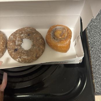 Krispy Kreme - $2.99 cinnamon roll compared to $2.29 blueberry cake doughnut - Donuts Near Me - Stockbridge, Georgia Krispy Kreme - $2.99 cinnamon roll compared to $2.29 blueberry cake doughnut - Donuts Near Me - Stockbridge, Georgia