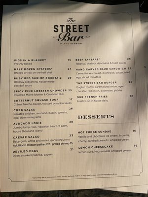 Menu photo 2 The Street Bar Boston, MA