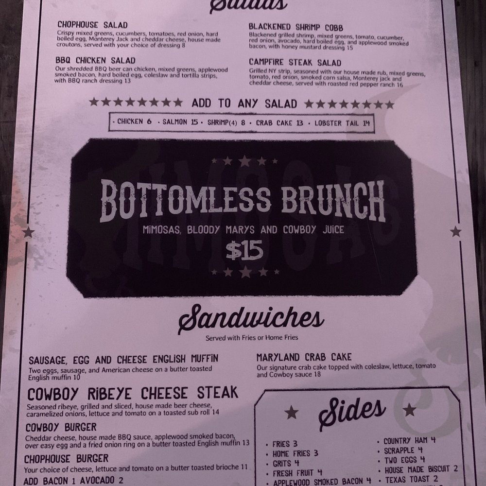 Cowboy Row Saloon and Chophouse - Menu - Seafood Near Me - Baltimore, Maryland Cowboy Row Saloon and Chophouse - Menu - Seafood Near Me - Baltimore, Maryland