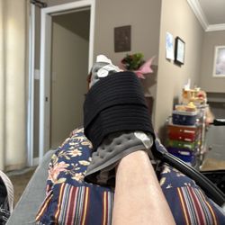 PA Foot & Ankle Associates - Home, with my protective shoe, my ice machine and keeping toes higher than the nose to reduce swelling..