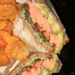 Smoked Salmon BLT Sandwich no Bacon add Avocado.