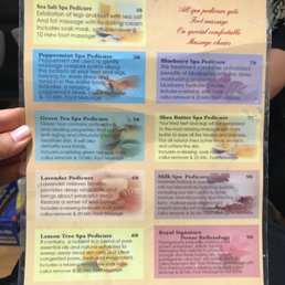 Spa Pedicure Menu Spa Pedicure Menu