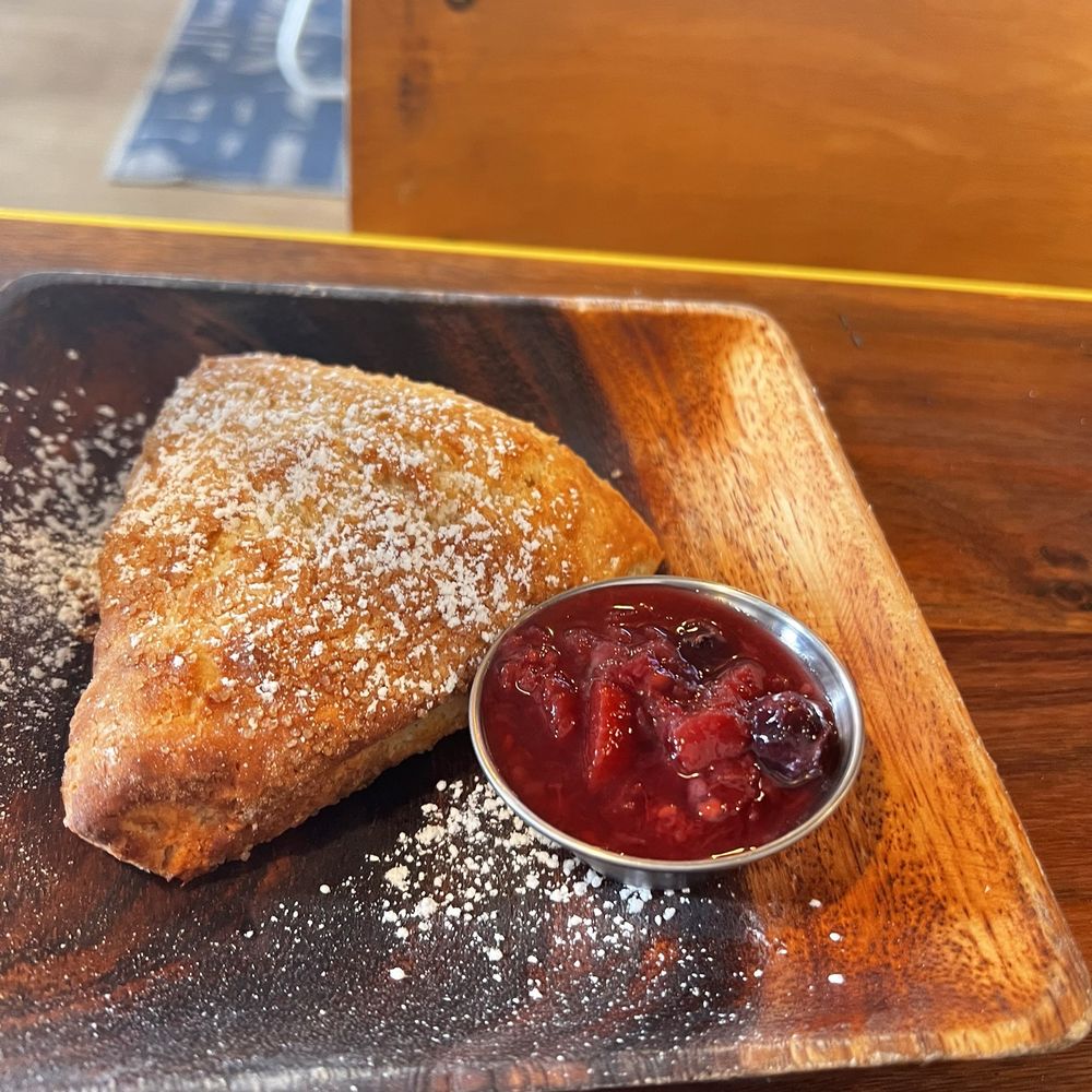 Public Square - Sugar scone with off menu fruit compote - Coffee & Tea Near Me - La Mesa, California Public Square - Sugar scone with off menu fruit compote - Coffee & Tea Near Me - La Mesa, California
