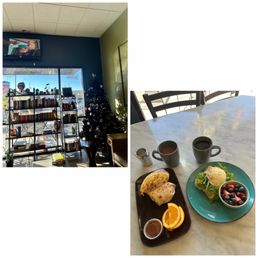 Americanos, Avocado Egg Toast with fresh berries & Breakfast Burrito.