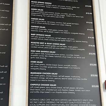 Working Girls' Cafe - Salads menu 11.2022 - Breakfast & Brunch Near Me - San Francisco, California Working Girls' Cafe - Salads menu 11.2022 - Breakfast & Brunch Near Me - San Francisco, California