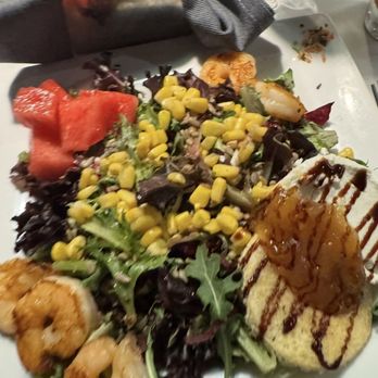 E & E Stakeout Grill - Shrimp/ Goat cheese / watermelon summer salad / Chef Erwin's Daily Salad Creation - American Near Me - Belleair Bluffs, Florida E & E Stakeout Grill - Shrimp/ Goat cheese / watermelon summer salad / Chef Erwin's Daily Salad Creation - American Near Me - Belleair Bluffs, Florida