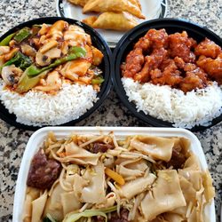 China Garden - 2 lunch specials, comes with cheese rangoon, and beef ho fun