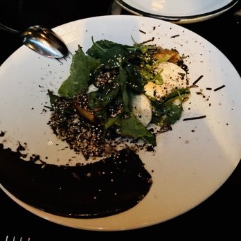 SPQR - mozzarella di bufala, fried potato, black sesame, kale and black garlic "furikake" - Italian Near Me - San Francisco, California SPQR - mozzarella di bufala, fried potato, black sesame, kale and black garlic "furikake" - Italian Near Me - San Francisco, California