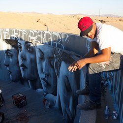 Kinetoscope - Ease One sits atop the Kinetoscope before finishing his lettering