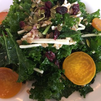 Hilo Bay Cafe - Special salad- wilted kale with barley, orzo, pine nuts sautéed in a sweet vinegar dressing, dawned with yellow beets - New American Near Me - Hilo, Hawaii