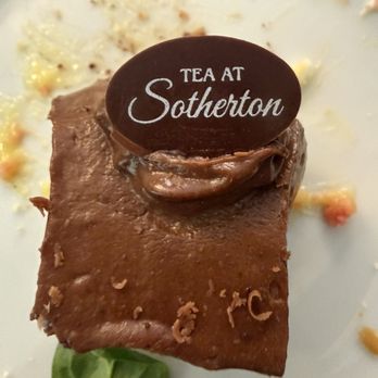 Sotherton Tea Room - A chocolate with the business logo printed on it - Tea Rooms Near Me - Lincoln, California