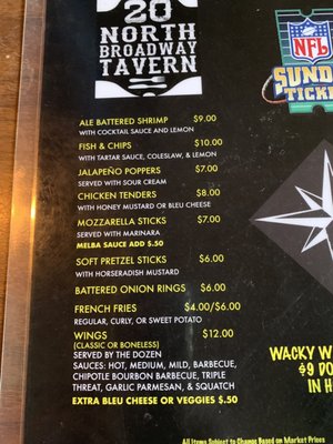 Menu photo 6 20 North Broadway Tavern Schenectady, NY Menu photo 6 20 North Broadway Tavern Schenectady, NY