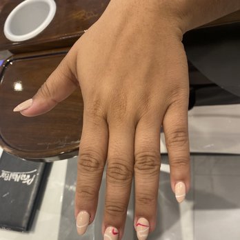Aria Nail Bar - her nails with the wrong color and the laziest line work. - Nail Salons Near Me - Brandon, Florida