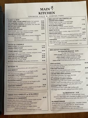 Menu photo 1 Main Kitchen Cafe Granada Hills, CA
