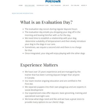 Puptown - PupTown site page explaining Evaluation Day and puppy grouping - Pet Services Near Me - Waterloo, Ontario Puptown - PupTown site page explaining Evaluation Day and puppy grouping - Pet Services Near Me - Waterloo, Ontario