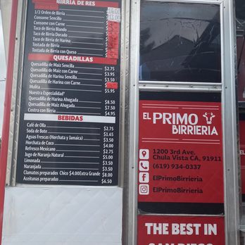 El Primo Birrieria - Quick glance at the their menu!! - Food Trucks Near Me - San Diego, California