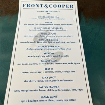 Front & Cooper - Menu 2/21/26 - Cocktail Bars Near Me - Santa Cruz, California Front & Cooper - Menu 2/21/26 - Cocktail Bars Near Me - Santa Cruz, California