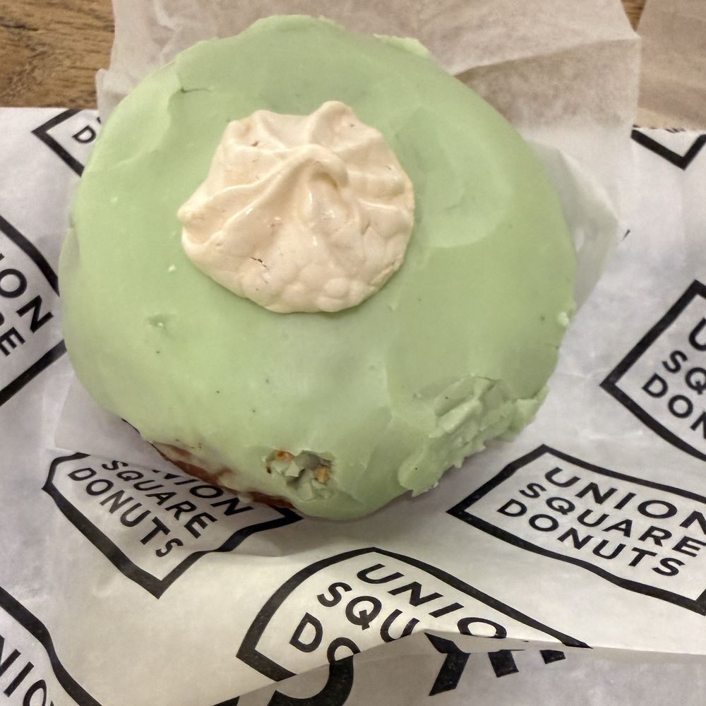 Shamrock shake doughnut with mint buttercream filling for St. Patrick's Day Shamrock shake doughnut with mint buttercream filling for St. Patrick's Day
