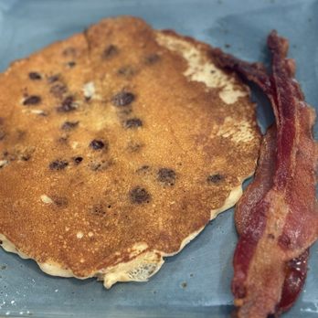 First Watch - Kid's chocolate-chip pancake with bacon - Breakfast & Brunch Near Me - Cary, North Carolina First Watch - Kid's chocolate-chip pancake with bacon - Breakfast & Brunch Near Me - Cary, North Carolina