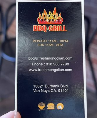 Menu photo 1 Fresh Mongolian BBQ & Grill Van Nuys, CA