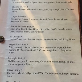 V Pizza + Sidecar - The first page of their awesome cocktail menu. Try the "Chasing el Toro" and "El Chongo"... But don't stop there - Pizza Near Me - Gainesville, Florida V Pizza + Sidecar - The first page of their awesome cocktail menu. Try the "Chasing el Toro" and "El Chongo"... But don't stop there - Pizza Near Me - Gainesville, Florida