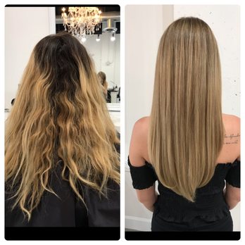 Hennah International Salon - First visit. She fixed my hair. Half highlights, glaze and olaplex treatment - Hair Salons Near Me - Miami Beach, Florida