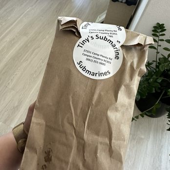 Tiny's Submarine - Via grubhub they seal your bag :) - Sandwiches Near Me - Canyon Country, California