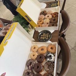 Variety of delicious donuts
