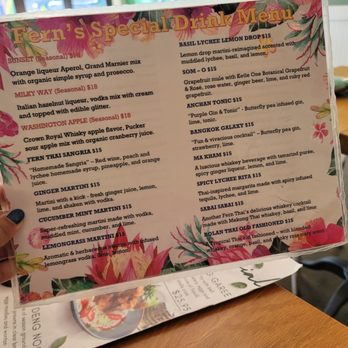 Fern Thai on Main - Drink Menu. - Thai Near Me - Bellevue, Washington Fern Thai on Main - Drink Menu. - Thai Near Me - Bellevue, Washington