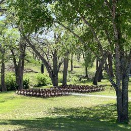 View of the seating for the wedding, a beautiful backdrop. View of the seating for the wedding, a beautiful backdrop.