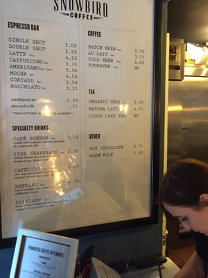 Menu photo 8 Snowbird Coffee San Francisco, CA Menu photo 8 Snowbird Coffee San Francisco, CA