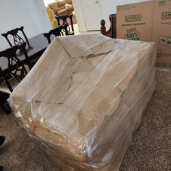 So Cal Packing & Moving - White sofa prepped and ready for storage Moreno Valley CA