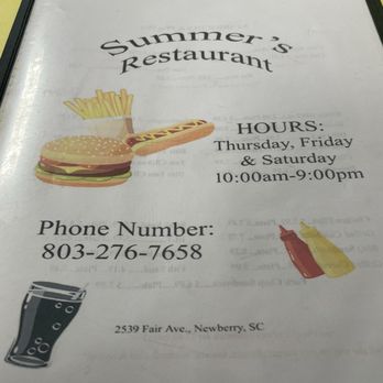 Summer's Restaurant - Menu - Burgers Near Me - Newberry, South Carolina Summer's Restaurant - Menu - Burgers Near Me - Newberry, South Carolina