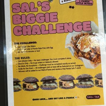 Panda Sal's - Food challenge - Burgers Near Me - Bellflower, California Panda Sal's - Food challenge - Burgers Near Me - Bellflower, California