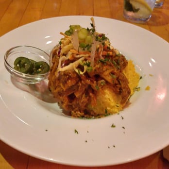 Old Skool Cafe - BBQ pulled pork and cornbread. Note the "side" of jalapeños for $1... - Soul Food Near Me - San Francisco, California Old Skool Cafe - BBQ pulled pork and cornbread. Note the "side" of jalapeños for $1... - Soul Food Near Me - San Francisco, California
