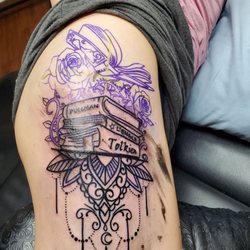 Art Attack Tattoo - Tattoo in progress half done