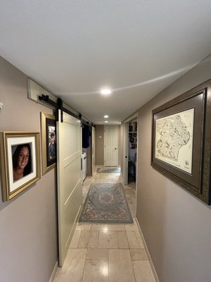 Recessed lights added in hallway -  Customer wanted more lighting in the hallway. Added 4 inch Recess lighting soft white. Recessed lights added in hallway -  Customer wanted more lighting in the hallway. Added 4 inch Recess lighting soft white.