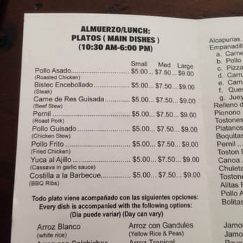 El Rincon Boricua Restaurant - Lunch Menu - Puerto Rican Near Me - Holyoke, Massachusetts