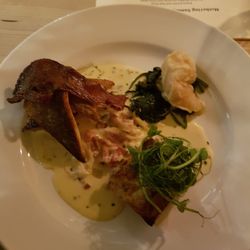 The Lydden Bell - Seebarsch, Tempura Jakobsmuschel, Dauphinoise Kartoffel
