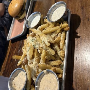 LSA Burger - Garlic Parm Fries - Cocktail Bars Near Me - Denton, Texas LSA Burger - Garlic Parm Fries - Cocktail Bars Near Me - Denton, Texas